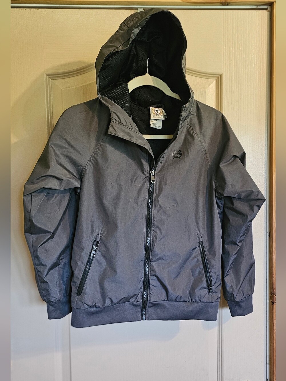 Boys Cinch Gray Lightweight Windbreaker Hooded Jacket Medium Size 10